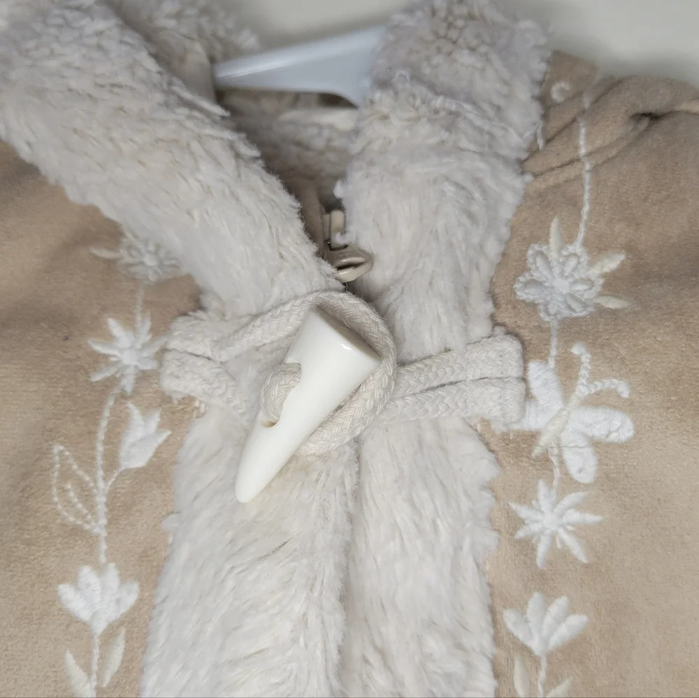 babygap suede embroidered hooded coat, 6-12m